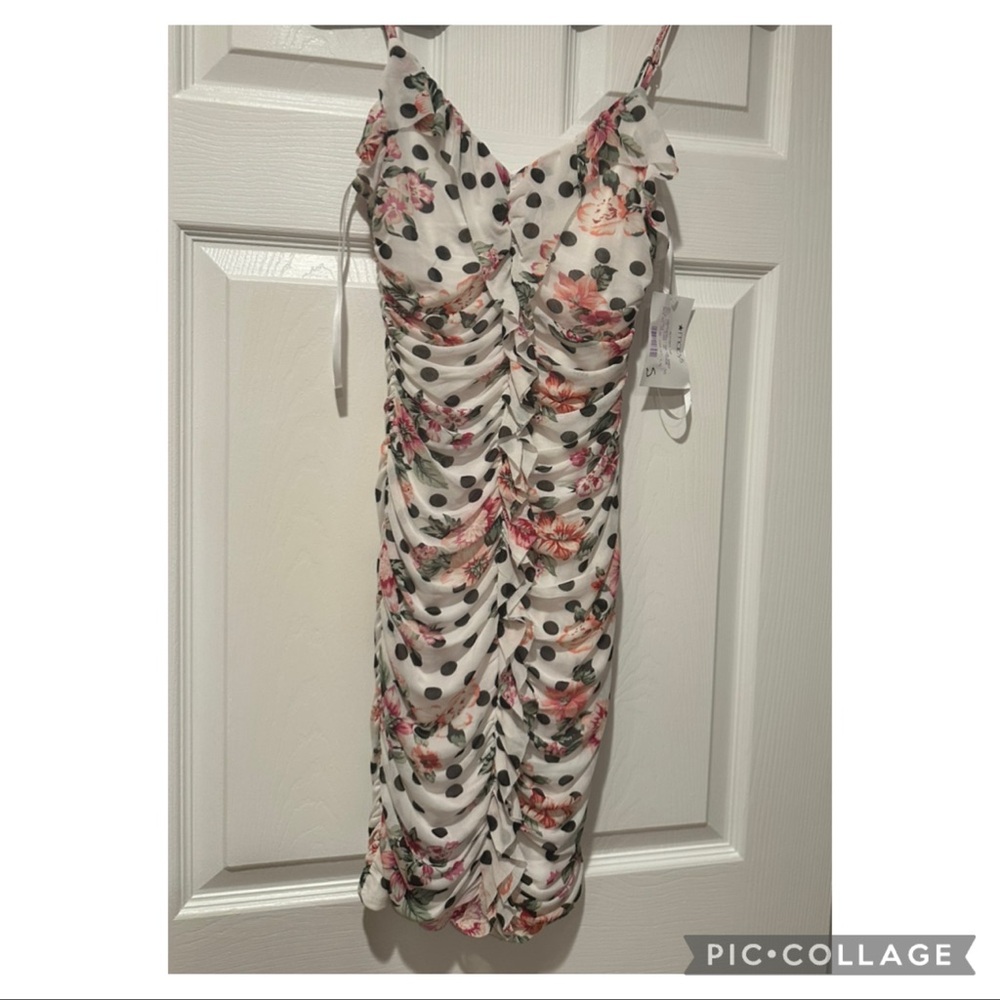 BCX White Floral Polka Dot Mini Dress